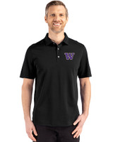 Washington Huskies Cutter & Buck Advantage Refresh Epic Confidence Recycled Mens Tri-Blend Pique Polo Black Front