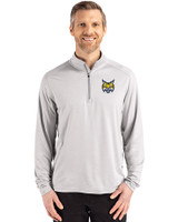 Quinnipiac Bobcats Cutter & Buck Coastline Epic Comfort Recycled Mens Quarter Zip CONCRETE Front
