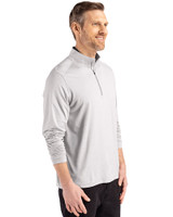 Navy Midshipmen Cutter & Buck Coastline Epic Comfort Recycled Mens Quarter Zip CONCRETE Side