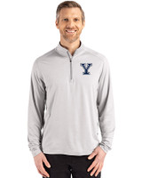 Yale Bulldogs Cutter & Buck Coastline Recycled Double Peached Mens Quarter Zip Pullover CONCRETE Front
