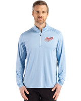 Dayton Flyers College Vault Cutter & Buck Coastline Epic Comfort Recycled Mens Quarter Zip Atlas Light Blue Front