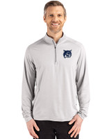 New Hampshire Wildcats College Vault Cutter & Buck Coastline Recycled Double Peached Mens Quarter Zip Pullover CONCRETE Front