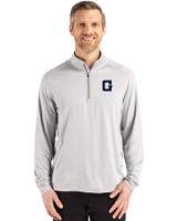 Georgetown Hoyas College Vault Cutter & Buck Coastline Epic Comfort Recycled Mens Quarter Zip CONCRETE Front