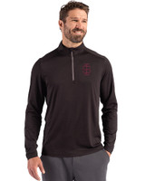 Southern Illinois Salukis College Vault Cutter & Buck Coastline Epic Comfort Recycled Mens Quarter Zip Black Front