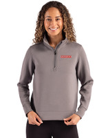 UConn Huskies Cutter & Buck Roam Epic Versatility Recycled Womens Quarter Zip Pullover Elemental Grey Front