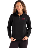 Arkansas Razorbacks Alumni Cutter & Buck Roam Epic Versatility Recycled Womens Quarter Zip Pullover Black Front
