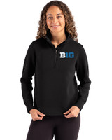 BIG 10 Conference Cutter & Buck Roam Epic Versatility Recycled Womens Quarter Zip Pullover Black Front