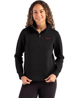 Arkansas Razorbacks Cutter & Buck Roam Epic Versatility Recycled Womens Quarter Zip Pullover Black Front