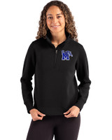 Memphis Tigers Cutter & Buck Roam Epic Versatility Recycled Womens Quarter Zip Pullover Black Front