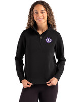 Texas Christian Horned Frogs College Vault Cutter & Buck Roam Epic Versatility Recycled Womens Quarter Zip Pullover Black Front