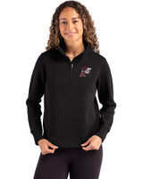 Arkansas Razorbacks College Vault Cutter & Buck Roam Epic Versatility Recycled Womens Quarter Zip Pullover Black Front