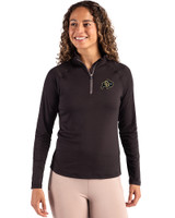 Colorado Buffaloes Cutter & Buck Coastline Epic Comfort Recycled Women’s Quarter Zip Black Front