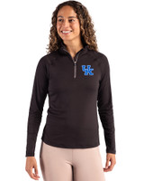 Kentucky Wildcats Cutter & Buck Coastline Epic Comfort Recycled Women’s Quarter Zip Black Front