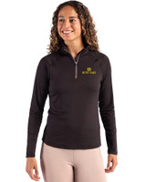 Notre Dame Fighting Irish Cutter & Buck Coastline Epic Comfort Recycled Women’s Quarter Zip Black Front