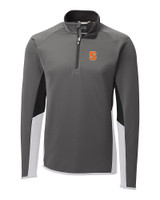 Syracuse Orange Cutter & Buck Traverse Colorblock Stretch Quarter Zip Mens Pullover Elemental Grey Mannequin
