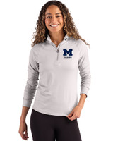 Michigan Wolverines Alumni Cutter & Buck Coastline Epic Comfort Recycled Women’s Quarter Zip CONCRETE Front