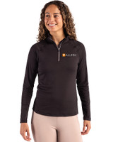 Tennessee Volunteers Alumni Cutter & Buck Coastline Recycled Double Peached Womens Quarter Zip Pullover Black Front