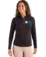 BIG 10 Conference Cutter & Buck Coastline Epic Comfort Recycled Women’s Quarter Zip Black Front