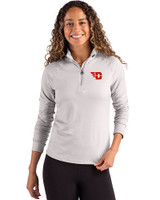 Dayton Flyers Cutter & Buck Coastline Epic Comfort Recycled Women’s Quarter Zip CONCRETE Front