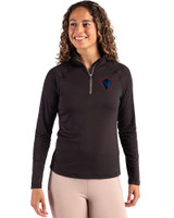 DePaul Blue Demons Cutter & Buck Coastline Epic Comfort Recycled Women’s Quarter Zip Black Front
