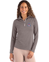 Arizona Wildcats Cutter & Buck Coastline Recycled Double Peached Womens Quarter Zip Pullover Elemental Grey Front