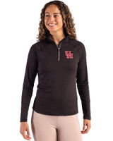 Houston Cougars Cutter & Buck Coastline Epic Comfort Recycled Women’s Quarter Zip Black Front