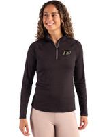 Purdue Boilermakers Cutter & Buck Coastline Epic Comfort Recycled Women’s Quarter Zip Black Front