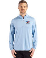 Texas Golf Association Cutter & Buck Coastline Recycled Double Peached Mens Quarter Zip Pullover Atlas Light Blue Front