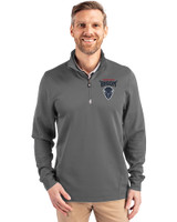 Howard Bison Cutter & Buck Traverse Stretch Eco Quarter Zip Mens Pullover Elemental Grey Front
