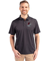 Georgia Bulldogs Cutter & Buck Pike Eco Tonal Geo Print Stretch Recycled Mens Big & Tall Polo Black Front