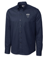 Howard Bison Cutter & Buck Epic Easy Care Nailshead Mens Long Sleeve Dress Shirt Navy Blue Mannequin