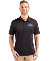 Los Angeles Dodgers 2025 World Series Champions Cutter & Buck Prospect Eco Textured Stretch Recycled Mens Short Sleeve Polo Black Front