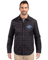 Los Angeles Dodgers 2025 World Series Champions Cutter & Buck Rainier PrimaLoft® Mens Big and Tall Eco Insulated Quilted Shirt Jacket Black Front