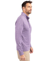 LSU Tigers Cutter & Buck Stealth Heathered Quarter Zip Mens Pullover College Purple Side