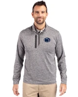 Penn State Nittany Lions Cutter & Buck Stealth Heathered Quarter Zip Mens Pullover Elemental Grey Front