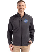 Los Angeles Dodgers 2025 World Series Champions Cutter & Buck Peshastin Fleece Recycled Mens Full Zip Jacket Black Heather Front