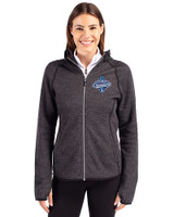 Los Angeles Dodgers 2025 World Series Champions Cutter & Buck Mainsail Full Zip Hooded Womens Jacket Charcoal Heather Front