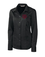 Texas A&M Aggies Cutter & Buck Epic Easy Care Nailshead Womens Long Sleeve Dress Shirt Black Mannequin