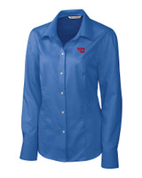 Dayton Flyers Cutter & Buck Epic Easy Care Nailshead Womens Long Sleeve Dress Shirt French Blue Mannequin