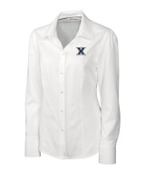 Xavier Musketeers Cutter & Buck Epic Easy Care Nailshead Womens Long Sleeve Dress Shirt White Mannequin