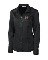 Lamar Cardinals Cutter & Buck Epic Easy Care Nailshead Womens Long Sleeve Dress Shirt Black Mannequin