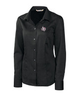 Texas Southern Tigers Cutter & Buck Epic Easy Care Nailshead Womens Long Sleeve Dress Shirt Black Mannequin