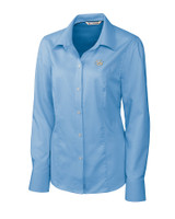 Southern University Jaguars Cutter & Buck Epic Easy Care Nailshead Womens Long Sleeve Dress Shirt Atlas Light Blue Mannequin