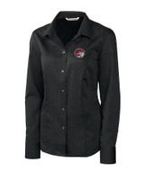 Winston-Salem State Rams Cutter & Buck Epic Easy Care Nailshead Womens Long Sleeve Dress Shirt Black Mannequin