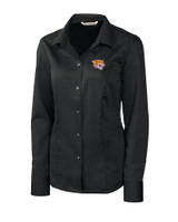 Bethune-Cookman Wildcats Cutter & Buck Epic Easy Care Nailshead Womens Long Sleeve Dress Shirt Black Mannequin