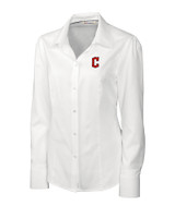 Cleveland Guardians - Cutter & Buck Epic Easy Care Nailshead Womens Long Sleeve Dress Shirt White Mannequin