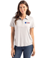 Fairleigh Dickinson Knights Cutter & Buck Coastline Epic Comfort Recycled Womens Polo CONCRETE Front
