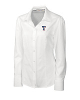 Texas Rangers Cutter & Buck Epic Easy Care Nailshead Womens Long Sleeve Dress Shirt White Mannequin