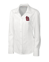 St. Louis Cardinals- Cutter & Buck Epic Easy Care Nailshead Womens Long Sleeve Dress Shirt White Mannequin