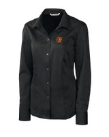 Baltimore Orioles Cutter & Buck Epic Easy Care Nailshead Womens Long Sleeve Dress Shirt Black Mannequin